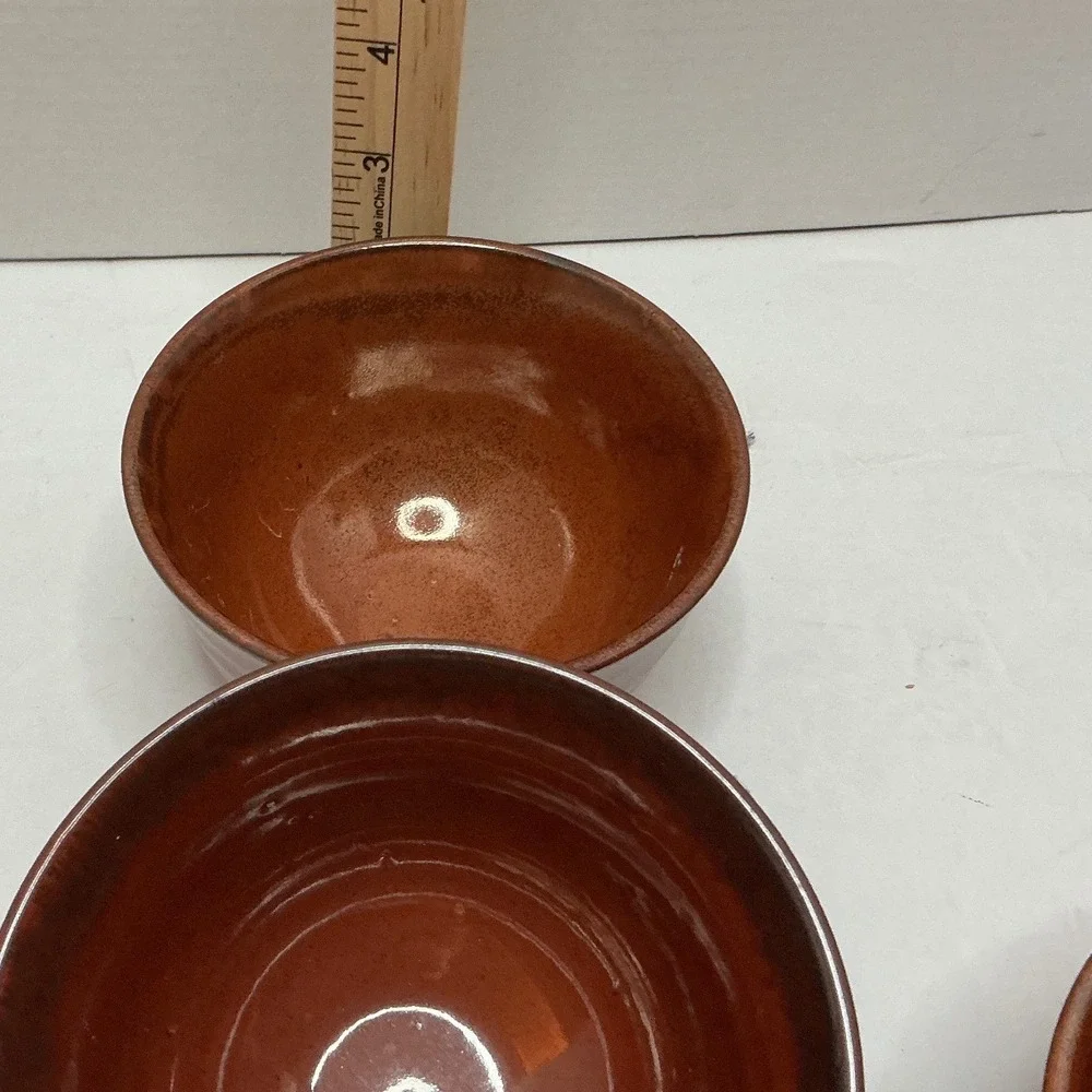 Unbranded Set of 4 Ceramic Bowls Cherry Blossom Sakura Brown Stoneware 4.5